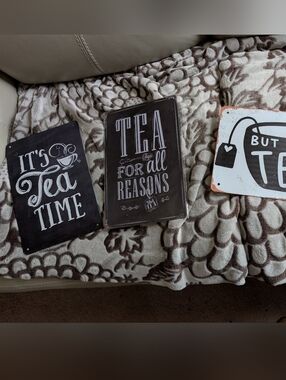 New 3 Tin Tea Wall Signs - Trio of Decorative Tea Plaques